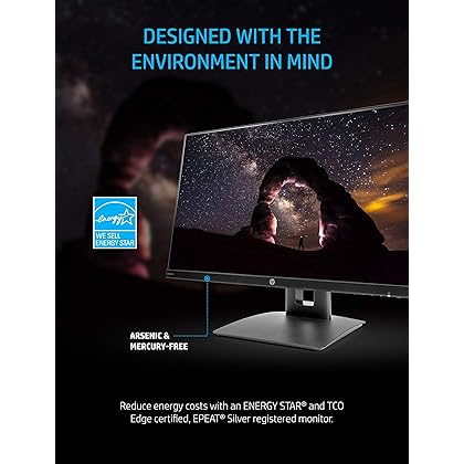 HP VH240a 23.8-Inch Full HD 1080p IPS LED Monitor with Built-In Speakers and VESA Mounting, Rotating Portrait & Landscape, Tilt, and HDMI & VGA Ports (1KL30AA) - Black