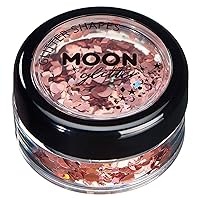 Holographic Glitter Shapes by Moon Glitter – 100% Cosmetic Glitter for Face, Body, Nails, Hair and Lips - 0.10oz - Rose Gold