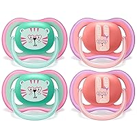 Philips Avent Ultra Air Pacifier, 18+ Months, Pink and Green, 4 Pack, SCF349/45