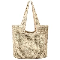 hatisan Straw Beach Bag for Women Summer Woven Beach Tote Bag Shoulder Handbags Boho Bag