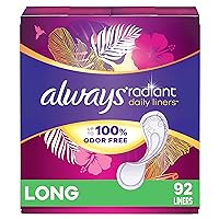 Radiant Daily Liners Long Absorbency, Up to 100% Odor-free, 92 Count
