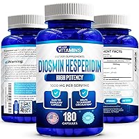 Diosmin Hesperidin 1000mg – 180 Capsules – 90 Day Supply - Diosmin and Hesperidin Supplement – Helps to Support Healthy Circulation, Veins, Capillaries, and Lymphatic Drainage