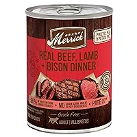Grain Free Premium And Natural Canned Dog Food, Soft And Healthy Wet Recipe, Real Beef Lamb And Bison - (Pack of 12) 12.7 oz. Cans