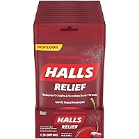 HALLS Relief Cherry Flavor Cough Drops, 30 Count (Pack of 12)