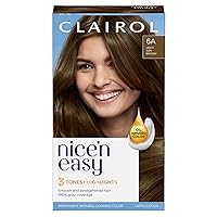 Clairol Nice'n Easy Permanent Hair Dye, 6A Light Ash Brown Hair Color, Pack of 1 (Packaging May Vary)