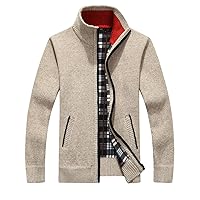 Yeokou Men's Shawl Collar Cardigans Slim Fit Button Cable Knit Black Sweater Pockets