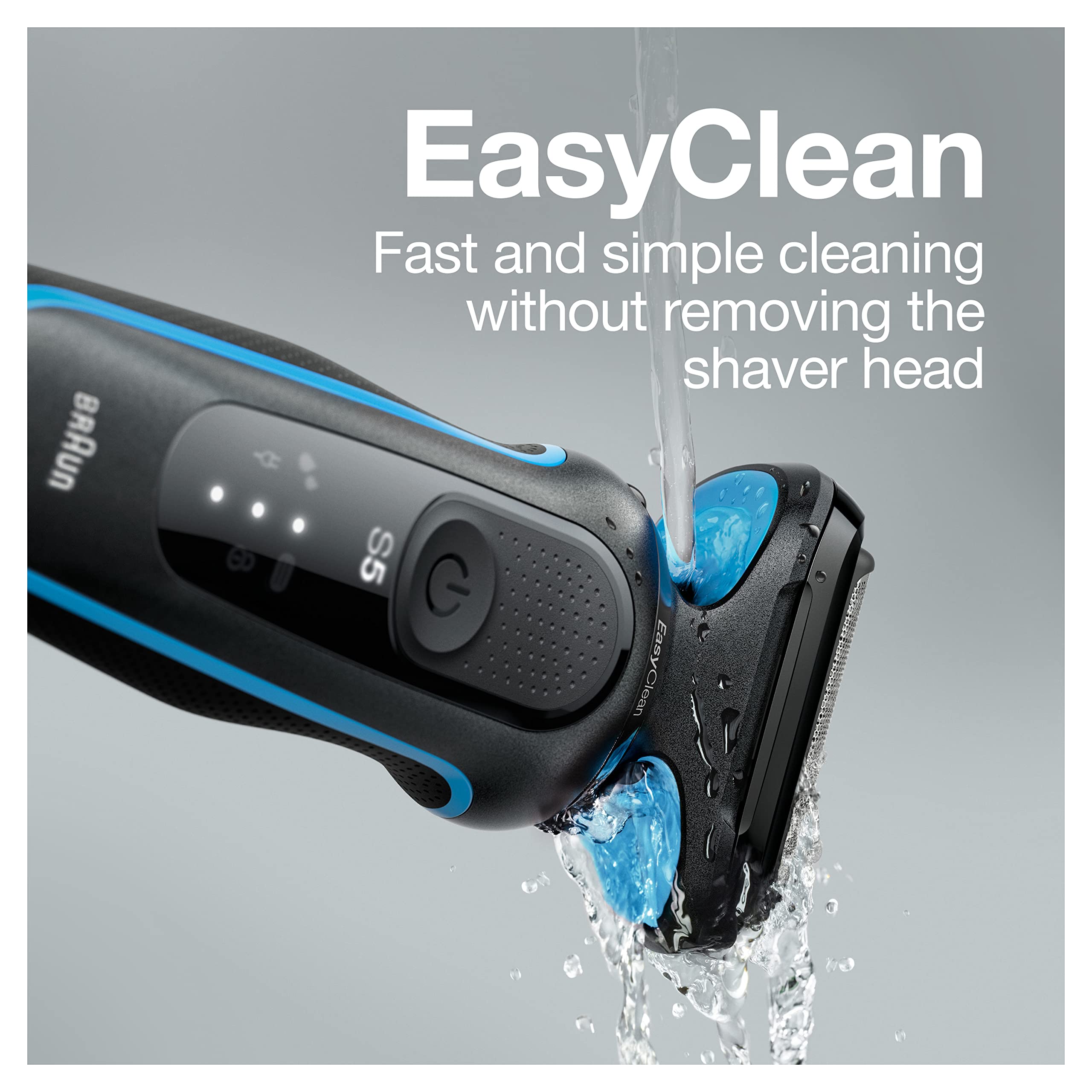 Braun Series 5 5049cs Electric Shaver with Charging Stand, Beard Trimmer, Face Shaver, Wet & Dry, Rechargeable, Cordless Foil Shaver, Blue