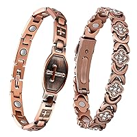 Pure Copper Bracelets for Women,Ultra Magnetic Bracelets for Women with Sizing Tool