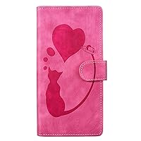 for iPhone 11 Case Flip Leather Wallet Cover with Card Holder Wrist Straps Kickstand Protective Purse Case Cat Love Heart Compatible with Apple iPhone 11 for Women (Pink)
