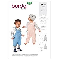 Burda Style Baby's Bibbed Overall with Straps, Code 9295 Sewing Pattern Kit, Sizes 1 Month to 3 Years Old, Multicolor