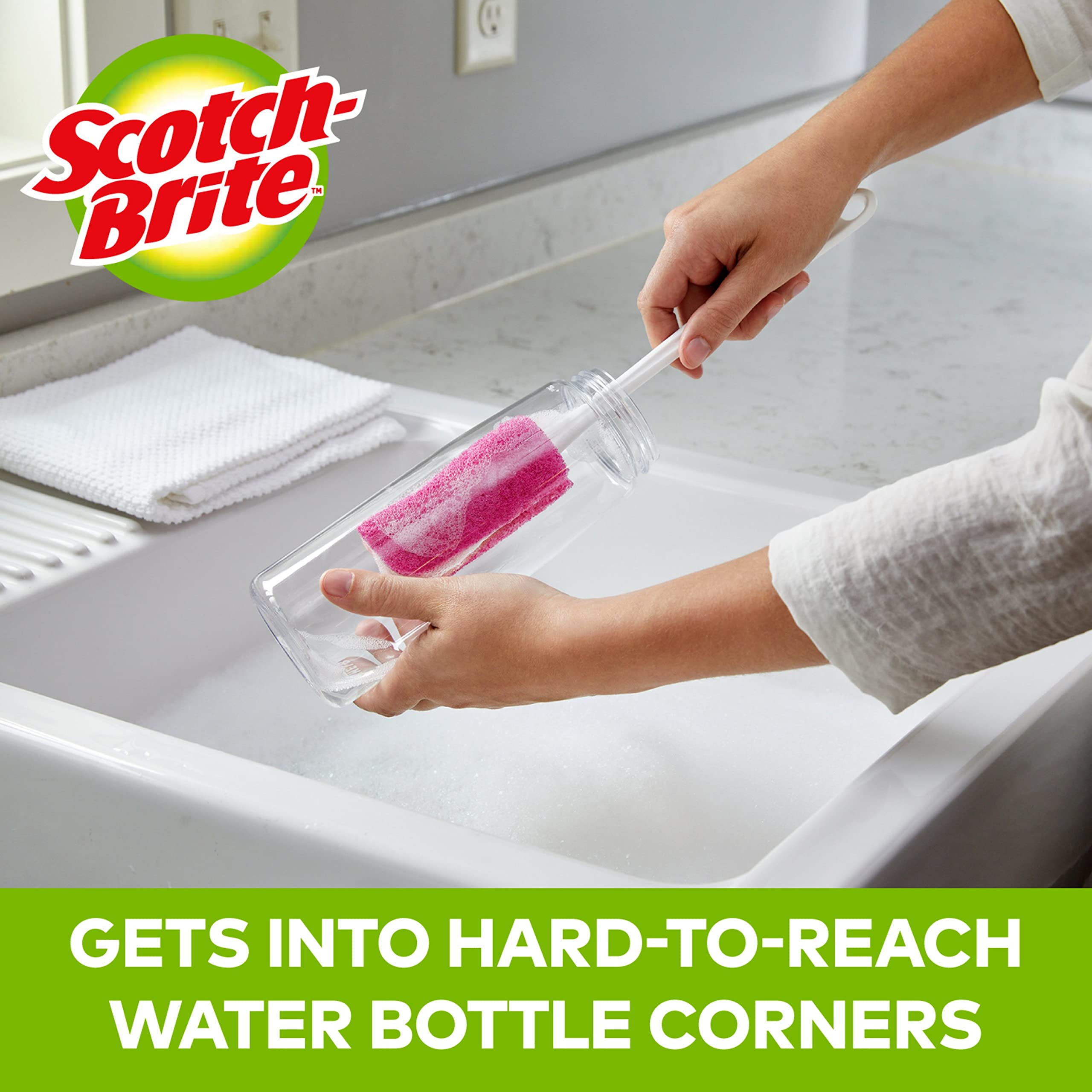 Scotch-Brite Water Bottle Scrubber, Safe On Glass, Plastic and Stainless Steel