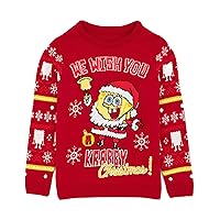 SpongeBob SquarePants Christmas Jumper Kids Santa Knitted Xmas Sweater