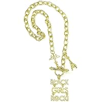Black Girls Rock Pendant with 2 Charms Medium Gold Color with 20 Inch Long Link Necklace