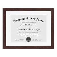 Americanflat 11x14 Diploma Frame in Mahogany - Certificate Frame Displays 8.5x11 Diplomas with Mat or Use as 11x14 Frame Without Mat - Engineered Wood Document Frame with Shatter-Resistant Glass
