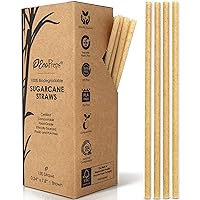 Biodegradable Sugarcane Straws | 150 Count, 100% Compostable, Plastic-Free, & Eco-Friendly Drinking Straws | 7.8'' Sugar Fiber Disposable Straws, Smoothie Straws for Home, Restaurant, Parties