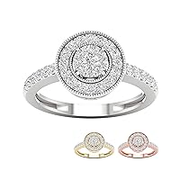 10k Gold 1/2 ct TDW Diamond Halo Engagement Ring (I-J | I2)