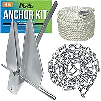 Heavy Boat Anchor Kit Fluke Anchor with Anchor Chain and Boat Anchor Rope Set for Including Boat Anchors for Different Size Boats Pontoon, Deck, Fishing, and Sail