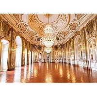 BELECO 7x5ft Fabric Luxurious Palace Backdrop for Photography Golden Palace Hall Ballroom Chandelier Arch Doors Noble Hotel Versailles Background Birthday Wedding Photoshoot Studio Photo Props