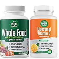 Whole Food Multivitamin for Men and Women Plus Liposomal Vitamin C High Absorption Vegan Capsules