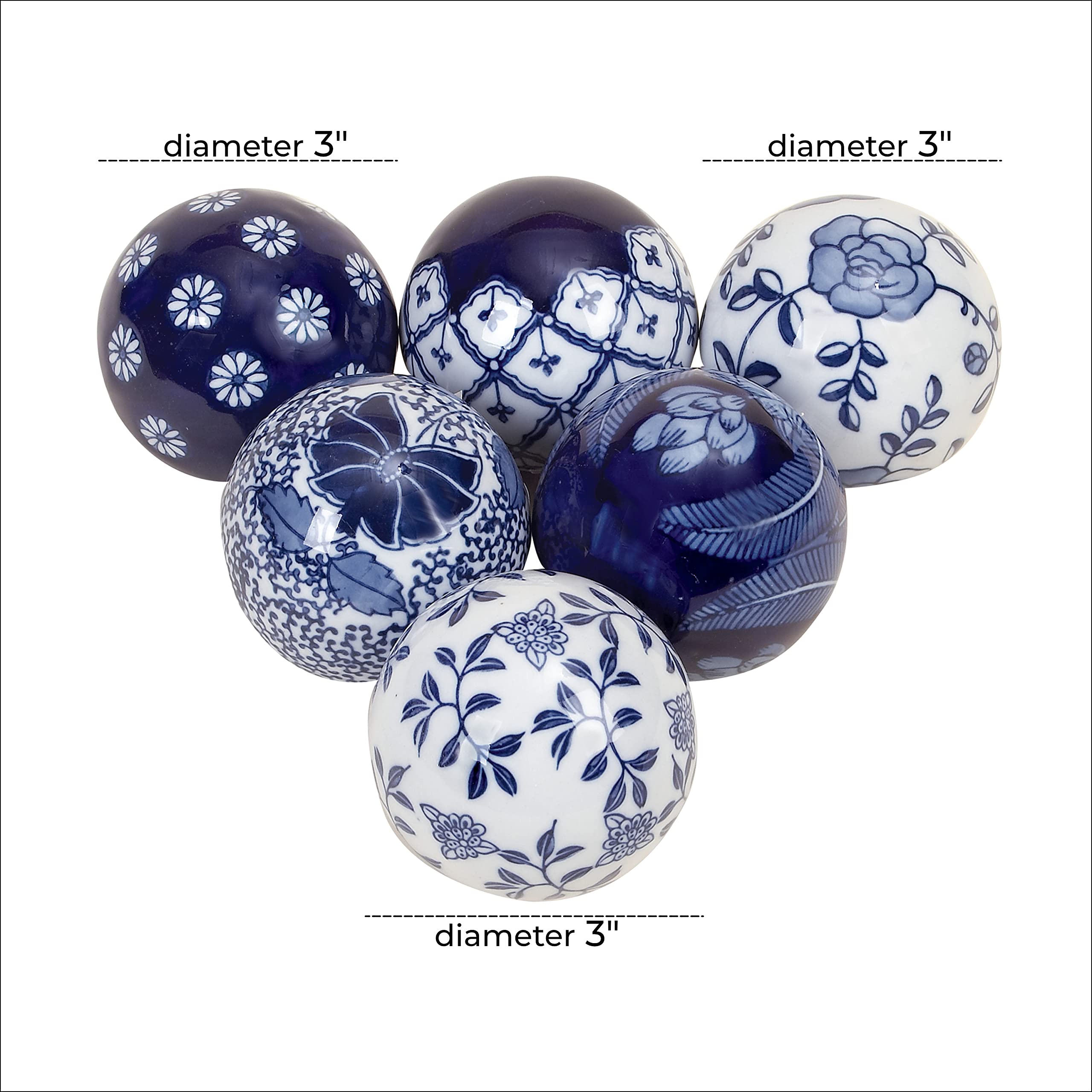 Deco 79 Ceramic Round Orbs & Vase Filler with Varying Patterns, Set of 6 3