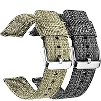 CNYMANY 2 pcs 20mm 22mm Canvas Quick Release Watch Band, Universal Ballistic Nylon Woven Loop Replacement Strap Wristband Buckle Fastener Adjustable Closure for Smart-watch Sport Fitness Tracker