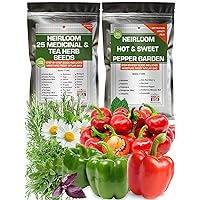 Most Needed Medicinal Herbal Seeds Including Most Popular Sweet and Hot Pepper Varieties - Great for Planting Indoor, Outdoor and Hydroponic - 100% Heirloom, Non-GMO and USA Grown - 35 Individual Pack