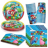Mario Party Supplies Mario Birthday Party Favors Includes Cups Plates Napkins for Mario Birthday Baby Shower Decor
