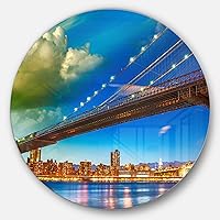 Brooklyn Bridge with Cloud in Sky-Cityscape Photo Disc MT7554-C11-Disc of 11 inch, C11, Blue