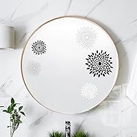 Black White Floral Mirror Wall Decals - Set of 7 Vinyl Flower Stickers Peel and Stick for Kids Teens Bedroom Living Room Office Bathroom Wall Decor