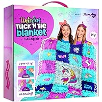 Pretty Me Unicorn Tuck N' Tie Fleece Blanket Kit - DIY Crafts for for Girls Ages 6+ Year Old - Best Arts & Craft Girl Gifts Ideas - No Sew Blanket Making Kit - Kids Crafts Gift Toys Kits