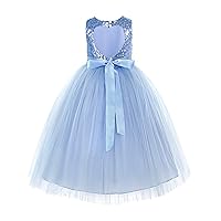 Heart Cutout Sequins Tulle Formal Pageant Girl Dress Wedding Dresses 172seq