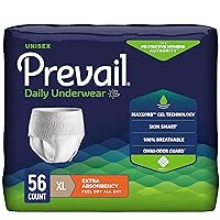 Daily Protective Underwear - Unisex Adult Incontinence Underwear - Disposable Adult Diaper for Men & Women - Maximum Absorbency - X-Large - 56 Count (4 packs of 14)