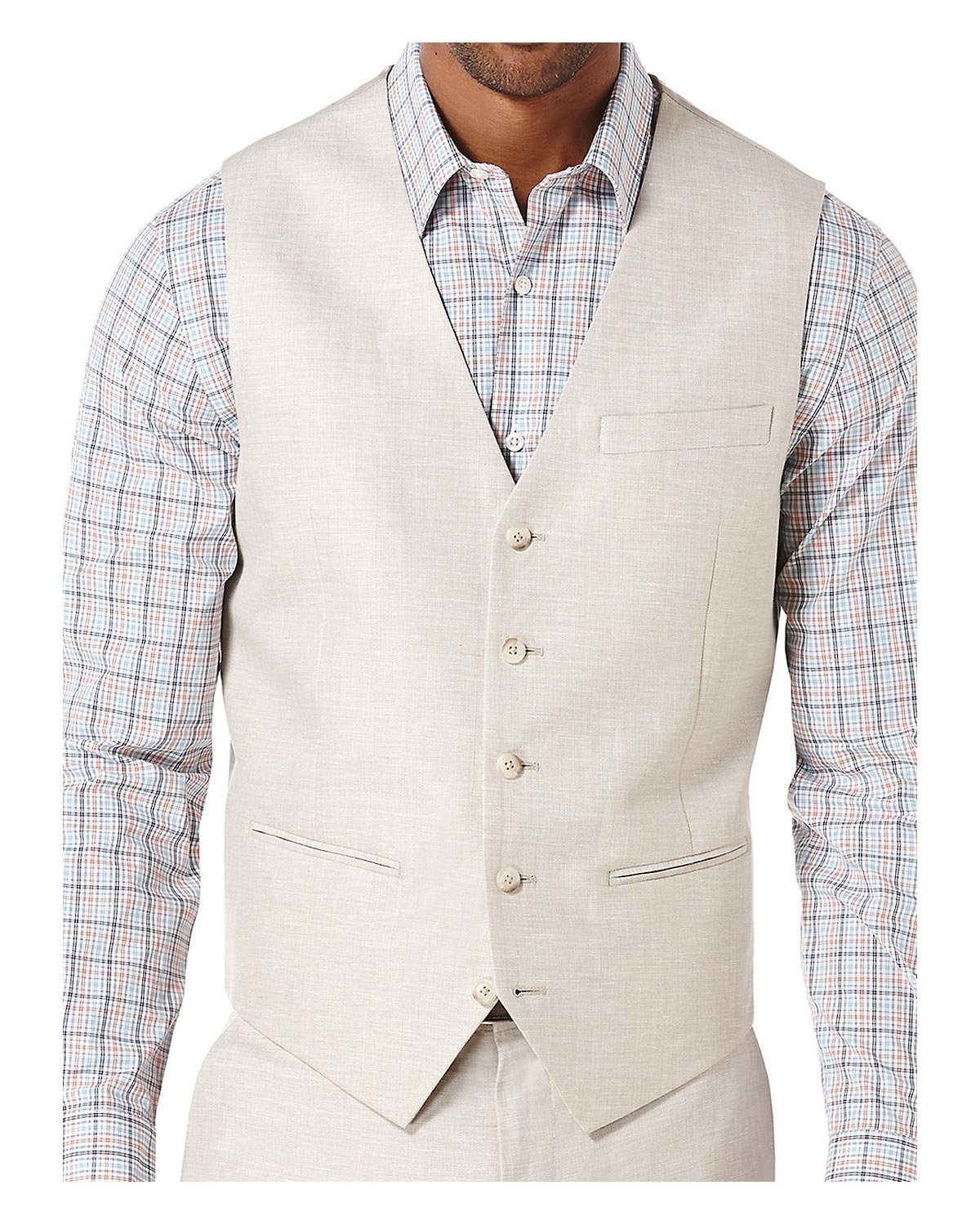 Perry Ellis Men's Linen Suit Vest