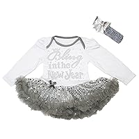 Petitebella Rhinestones Bling in The New Year L/s Baby Dress Nb-18m