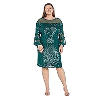 R&M Richards Womens Short Sequin Dress with Bell Sleeves