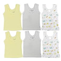 Baby Sleeveless Pack of 6 Tank Tops 100% Cotton Shirts, Short Sleeve Tees 0-24 Months Boys, Girls, Unisex