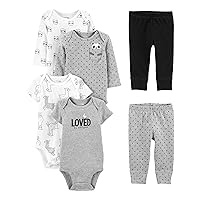 Simple Joys by Carter's baby-boys 6-piece Bodysuits (Short and Long Sleeve) and Pants SetLayette Set