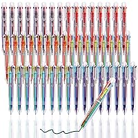 JPSOR 48 Pack Multicolor Pen for Kids 6-in-1, Transparent Barrel Pen 6-Color 0.5mm Retractable Ballpoint Pens for Office School Supplies Students Gift