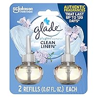 Glade PlugIns Refills Air Freshener, Scented and Essential Oils for Home and Bathroom, Clean Linen, 1.34 Fl Oz, 2 Count