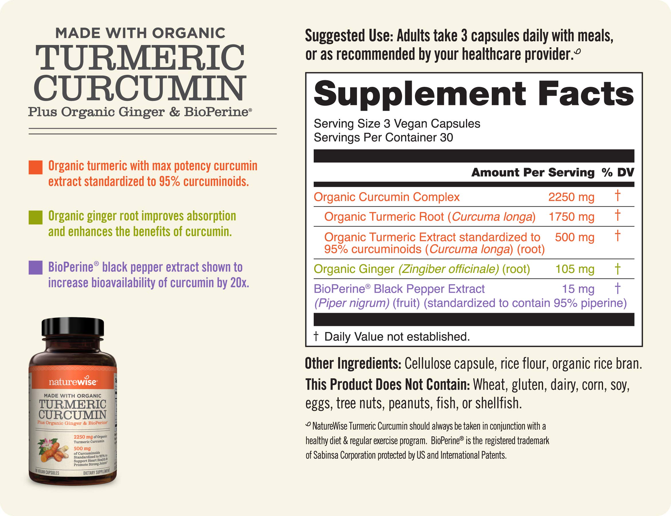 NatureWise Vitamin D3 5000iu (125 mcg) 1 Year Supply for Healthy Muscle Function Curcumin Turmeric 2250mg | 95% Curcuminoids & BioPerine Black Pepper Extract