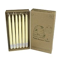 100% Natural Beeswax Taper Candles | Light Yellow | Dinner Candles | Drip-Resistant (12-PK Beeswax Tapers)