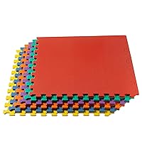 3/8 Inch Thick Multipurpose Exercise Floor Mat with EVA Foam, Interlocking Tiles, Anti-Fatigue for Home or Gym, 24 in x 24