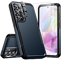SPIDERCASE for Samsung Galaxy A35 5G Case,[12 FT Military Grade Drop Protection] 2 Pack[Tempered Glass Screen Protector + Camera Lens Protector] Heavy Duty Shockproof Case,Dark Blue