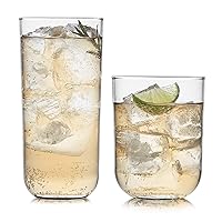 Libbey Polaris Tumbler and Rocks Glass Set, Elegant Drinkware Glasses Set, Lead-Free Tall Drinking Glasses with Modern Clean Lines, Dishwasher Safe Drinking Glasses Set of 16, Axis