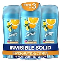 Secret Invisible Solid Antiperspirant and Deodorant, Citrus Scent, 2.6 oz (Pack of 3)