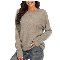 Woolicity Women's Oversized Loose Knitted Sweater Long Sleeve Crewneck Knit Pullover Cozy Lightweight Tops Sweaters for Women