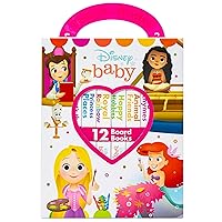 Disney Baby Princess Cinderella, Belle, Ariel, and More! - My First Library Board Book Block 12 Book Set - First Words, Colors, Numbers, and More! - PI Kids