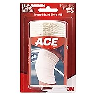 4 Inch Self-Adhering Elastic Bandage, No Clips, Beige, Great for Leg, Shoulder and More, 1 Count