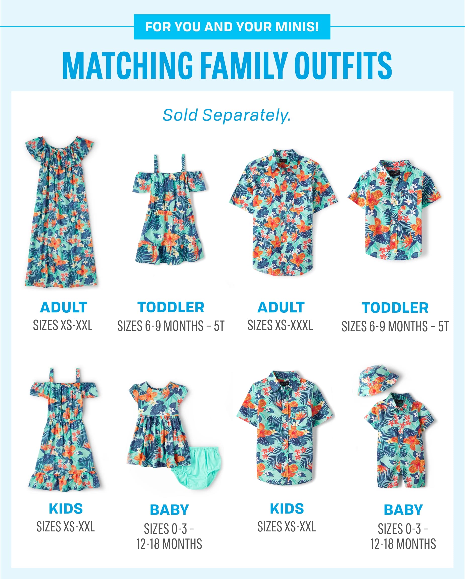 The Children's Place Kids' Family Matching Outfits, Mommy & Me, Dad & Son, Baby, Vacation Collection