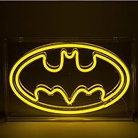 DC Comics Batman Logo Symbol USB Powered Neon Light Box, 12 x 7 Inches